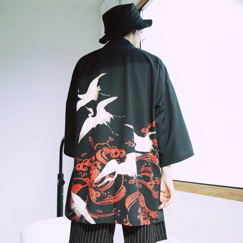 Japanese Kimono Man Yukata Haori Cardigan Men Samurai Clothing Kimono Jacket Men's Streetwear Men Japanese Blouse Shirt