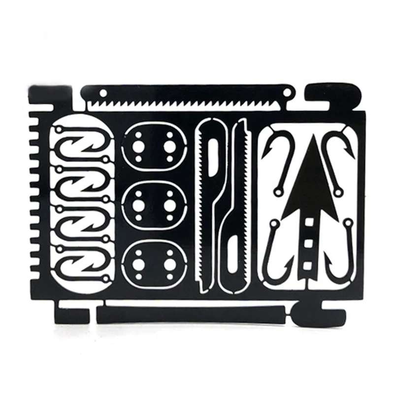 

1Pcs Outdoor EDC Stainless Steel Fishing Hook Card Portable Fishing Hunting Multifunction Tool Card EDC Camping Survival Card