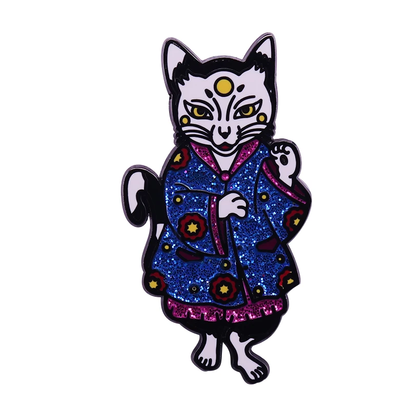 Lucky Cat Enamel Pin Mysterious Gothic Witch Divination Jewelry