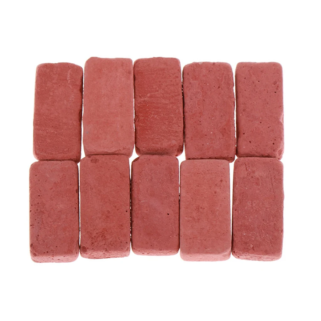 Dollhouse Miniature Red Bricks Pack of 10 Pieces, 1:12 Scale, DIY Decor for Micro Landscape