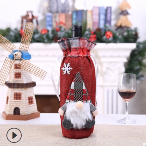 G Крышка бутылки вина Санта-Клаус Счастливого Рождества Подарочный винный набор держатель Рождественская вечеринка украшение стола - Цвет: G