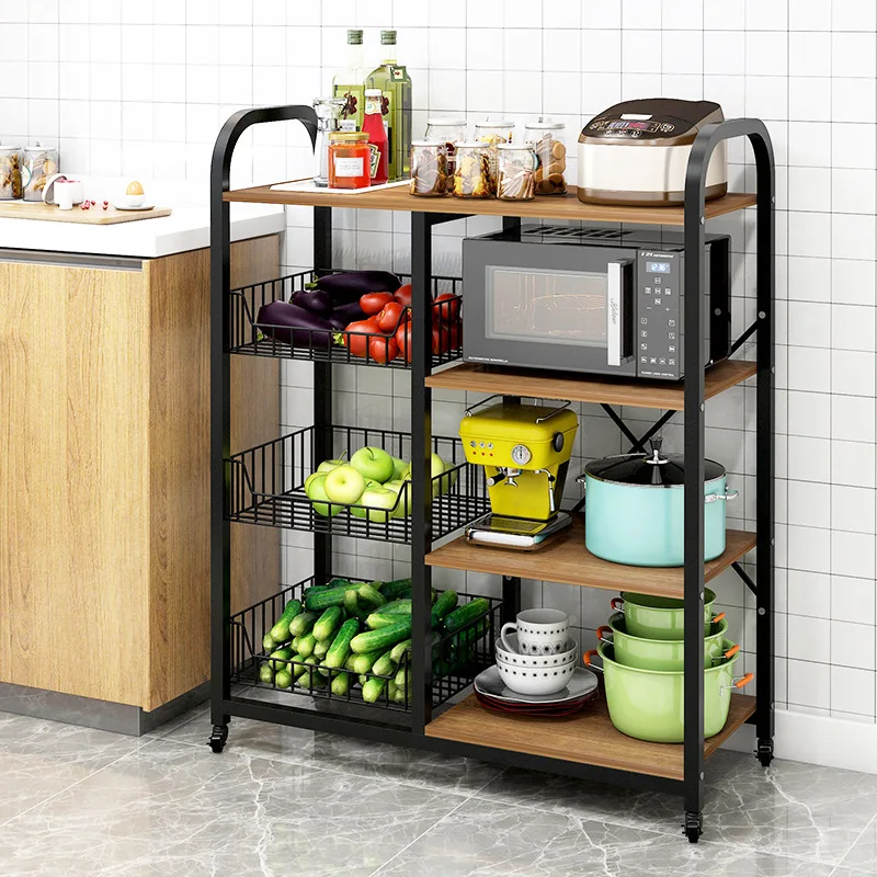 Kitchen Shelves Floortoceiling Multilayer Storage Shelves Microwave