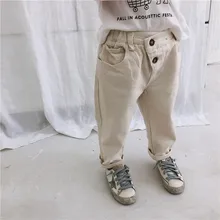 Осенние новые стильные детские брюки для мужчин и женщин; однотонные повседневные брюки в Корейском стиле; детская одежда
