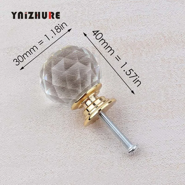 30mm Ball Gold YNIZHURE брендовые Хрустальные стеклянные ручки для шкафа ручки для выдвижных ящиков кухонный шкаф ручки оборудование для обработки мебели - Цвет: 30mm Ball Gold