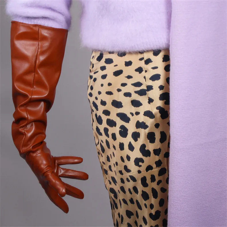 50 см лакированные кожаные длинные перчатки женские с большим рукавом из имитирующей кожи с пышными рукавами яркие серебряные женские мужские WPU65