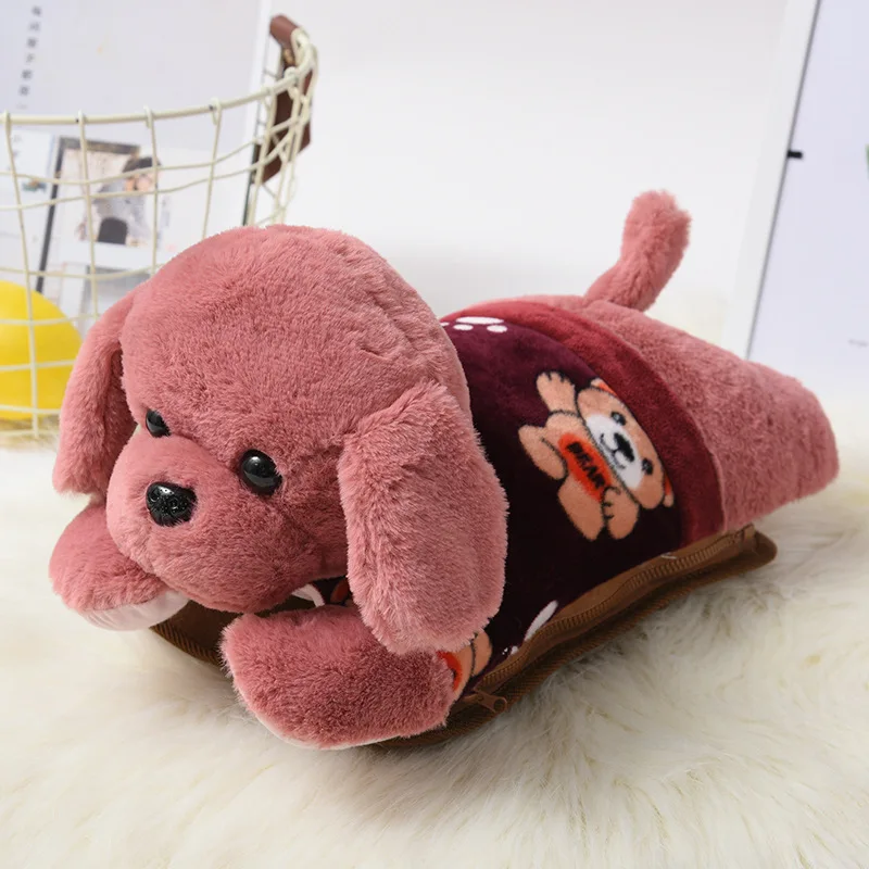 Pink Грелки для рук с рисунком собаки, плюшевые заряжаемые грелки для детей, съемные и моющиеся грелки для рук, рождественский подарок, C181 - Цвет: Pink