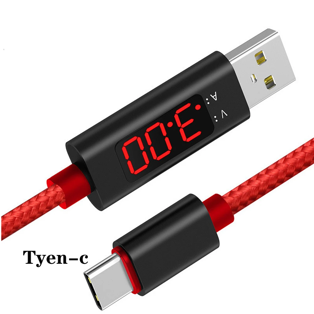 USB кабель 5 в 2,4 A светодиодный кабель для быстрой зарядки C-type Micro 1 м кабель для зарядки IPhone samsung huawei Millet - Цвет: Red Tyen-C