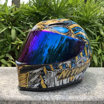 

Single Shield Motorcycle helmet DOT ECE approved flip up motorbike helmet motorbikes summer season safety hat rainbow visor