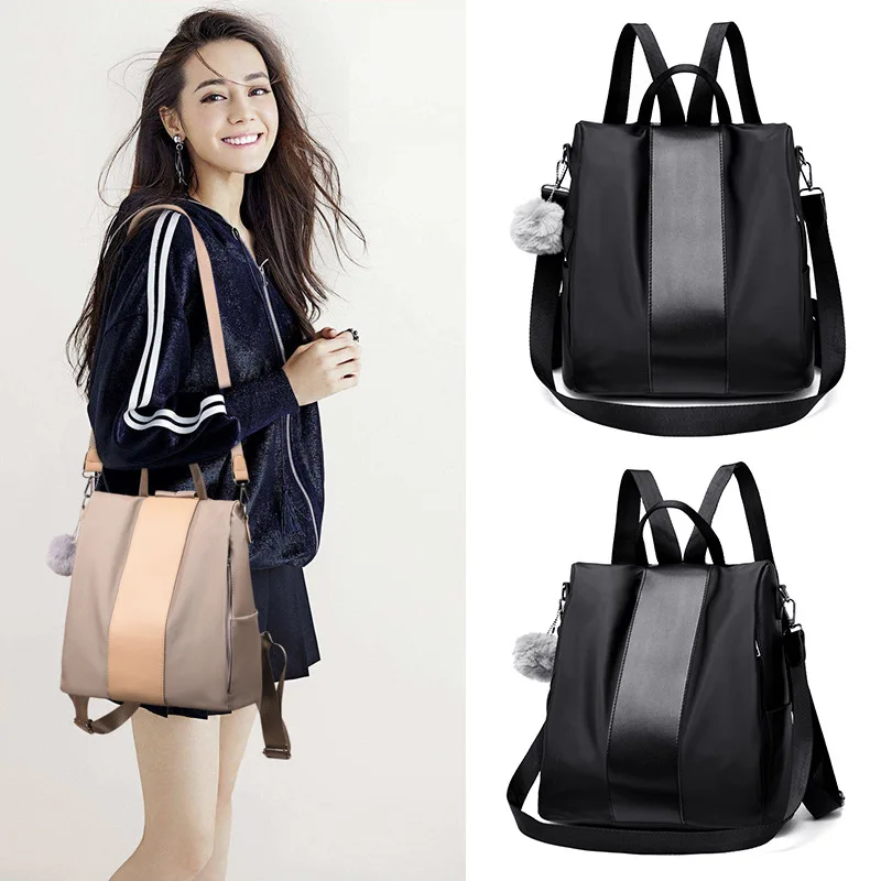 

Anti-Theft Backpack Women's 2019 New Style Large-Volume Korean-style Nylon Versatile Dual Purpose Oxford Cloth Canvas Backpack W