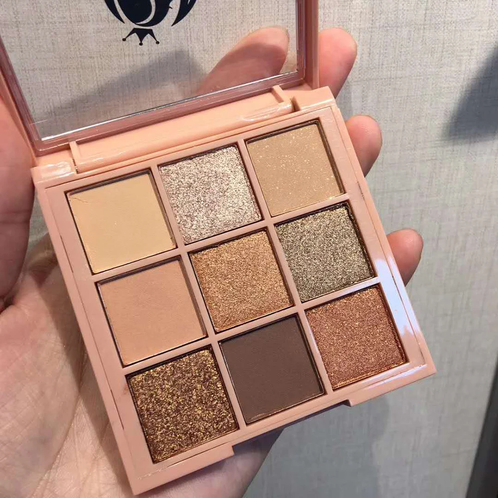 

Givenone 9 Color Eyeshadow Palette Makeup Cosmetics Diamond Glitter Metallic Nude Creamy Pigmented Professional Mini Shadow