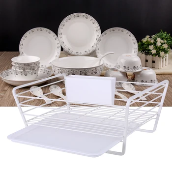 

Kitchen Storage Organizer Dish Drainer Drying Rack Metal Wire Kitchen Sink Holder Tray Plates Bowl Cup Tableware Shelf Basket
