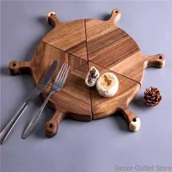 

Wooden Pizza Tray Round Pizza Bakeware Cutting Board Wood Pizza Plate Dinner Plates Premium Pizza Cutter and Cutting Board Set