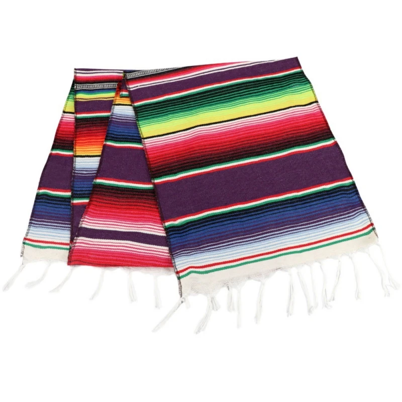

1pcs Household Durable Striped Pattern Cotton Material Practical Beautiful Tablecloth Handmade striped tablecloth