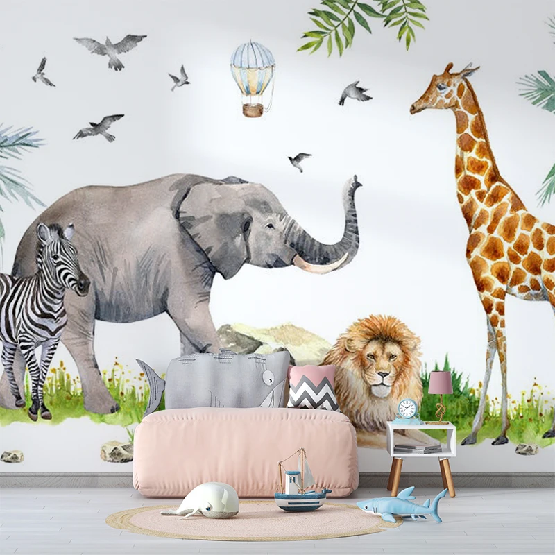 

Bacal Cartoon Wild Tangled Jungle Friends 3D Wallpaper Mural for Kids Nursery 3d Wall paper Animals Kindom And Tree Decor