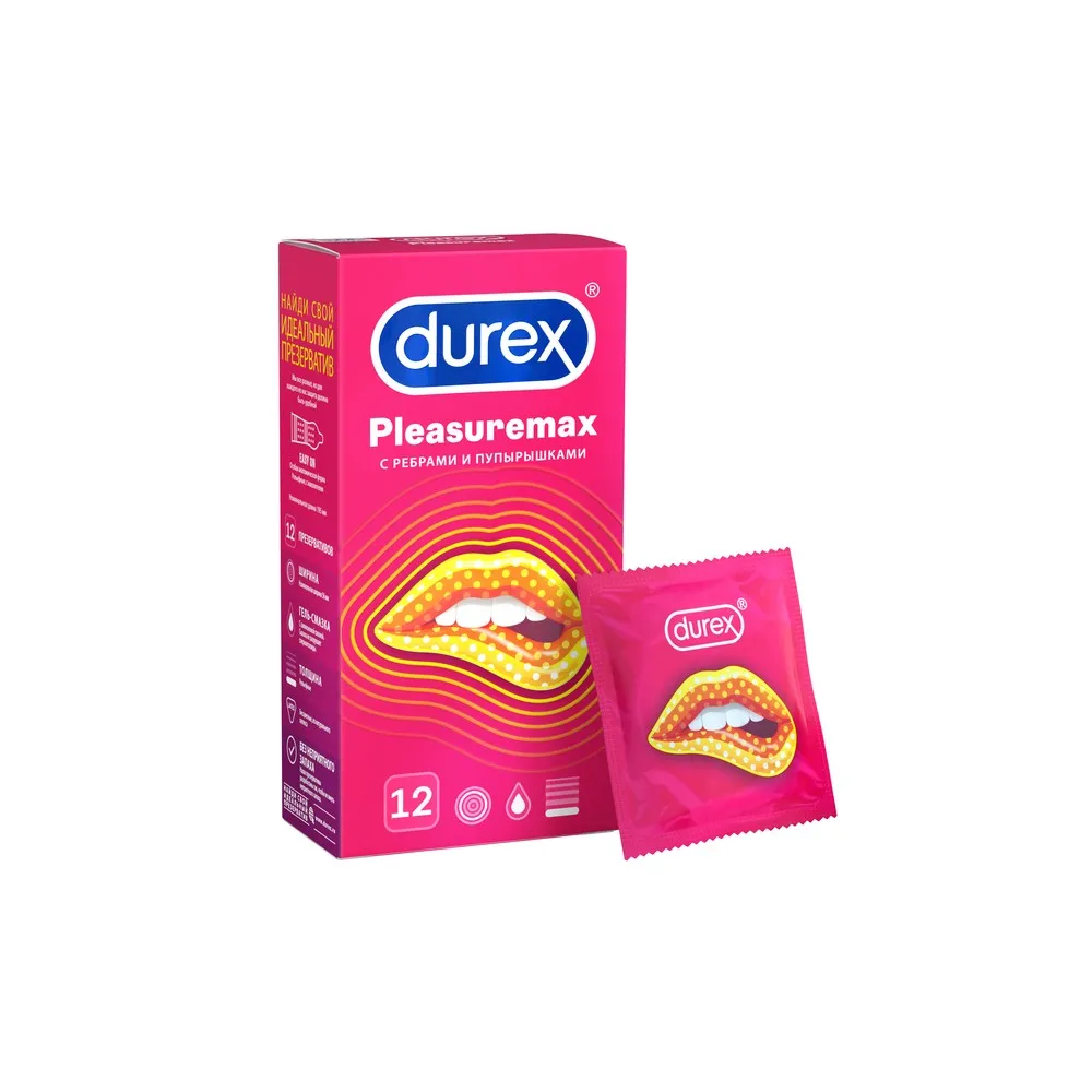 Презервативы DUREX Pleasuremax с ребрами и пупырышками 12 шт | Красота здоровье