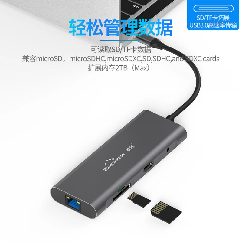 9-in-1 type-c расширения док-станция для 4K HDMI c PD usb3.0 конвертер Многофункциональный хаб
