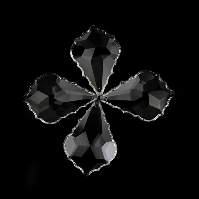 89mm 6 Pieces Crystal Maple Leaf Pendant Clear Color Feng Shui Glass Drop Parts Suspension For Curtains