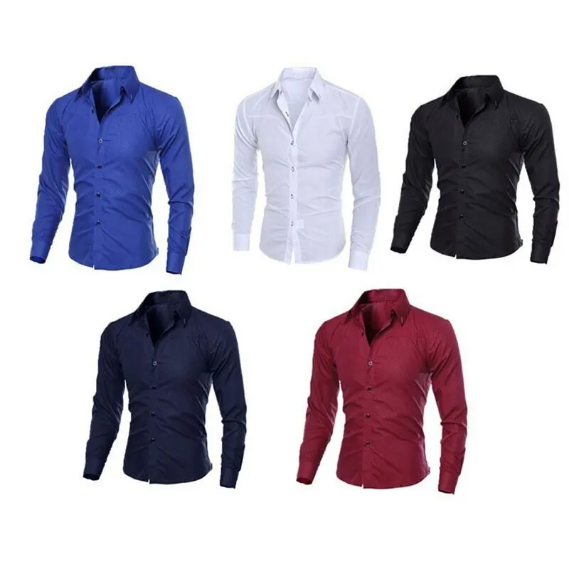 Fashion spring autumn Men Shirts New Arrivals Slim Fit Male Shirt Solid Long Sleeve British Style Office Cotton Men's Shirt