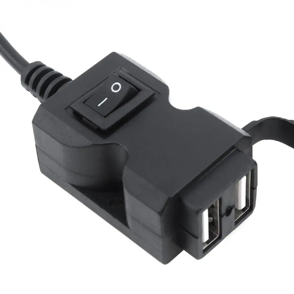 Водонепроницаемый 9 V-90 V DC 5V 2.1A 1A двойной USB адаптер зарядное устройство для мотоцикла с кнопкой переключения и 2 вида кронштейнов