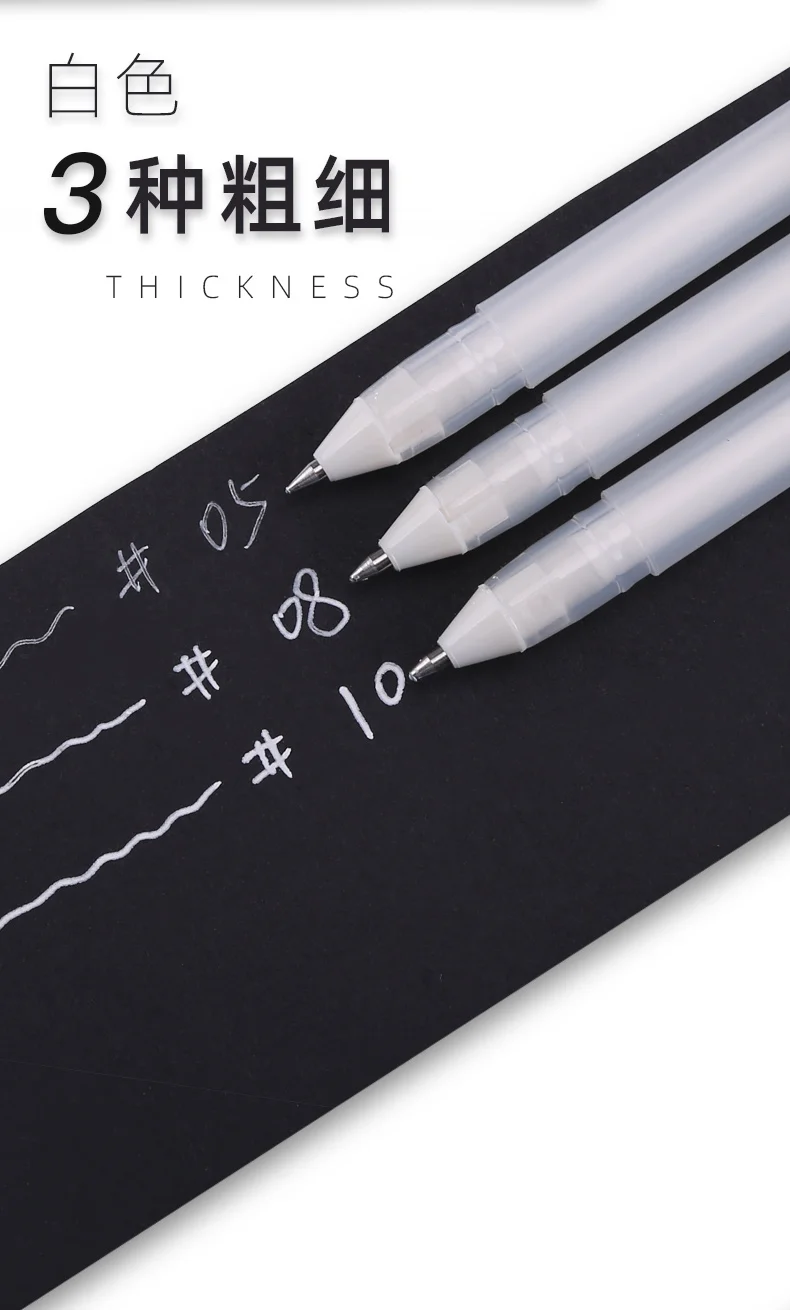 Sakura 3/5pcs White Ink Gelly Roll Gel Pen 05/08/10 Highlight Pens  0.3/0.4/0.5mm Golden Silver Grey Stylo Gel Blanc Art Andstal