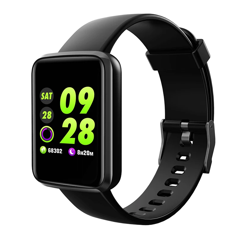 Smart watch P68 band IP67 waterproof smartwatch Dynamic heart rate blood pressure monitor for iPhone Android Sport Health watch - Цвет: Black silicone strap