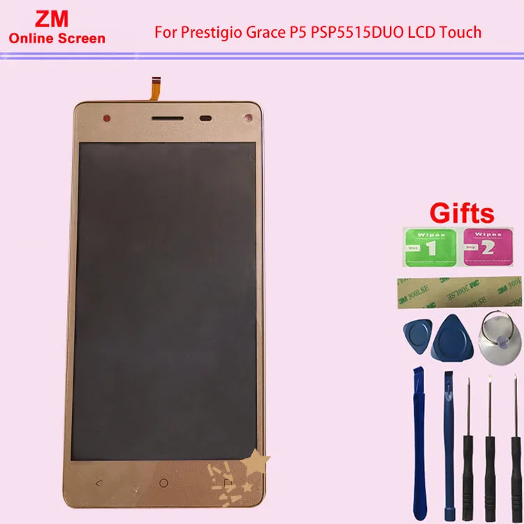 

RYKKZ Tested OK For 5.0 Ineches Prestigio Grace P5 PSP5515DUO LCD Display With Touch Screen With Frame Digitzer Assembly