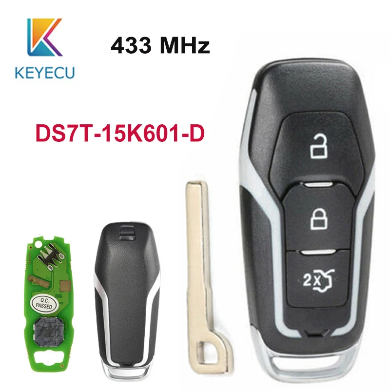 KEYECU Замена смарт-карты дистанционного ключа автомобиля 433 МГц W/HITAG PRO чип для Ford Mondeo Edge S-Max Galaxy- DS7T-15K601-D