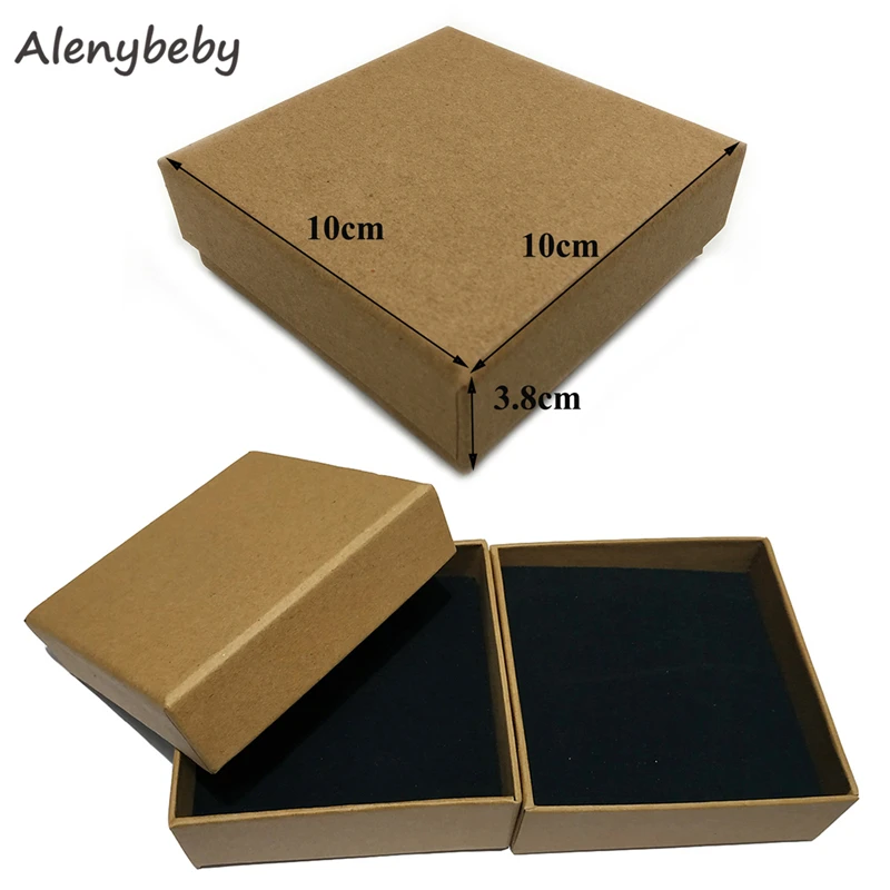 10cm 10pcs Крафт-упаковочная бумага квадратной формы декоративные коробки для ювелирных изделий Губка мат для браслета ожерелье аксессуары DIY коробка для хранения ювелирных изделий - Цвет: 10cm 10pcs