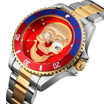 

Relogio Masculino Mens Watches New 3D Skull Watch Men's Military Sports Wrist Watch Men Waterproof StainlessSteel Quartz Clock