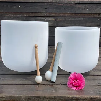 

11inch and 13inch Note C/D/E/F/G/A/B Chakra Frosted Quartz Crystal Singing Bowl 11"13" 2 pcs Meditation sound chakra bowl