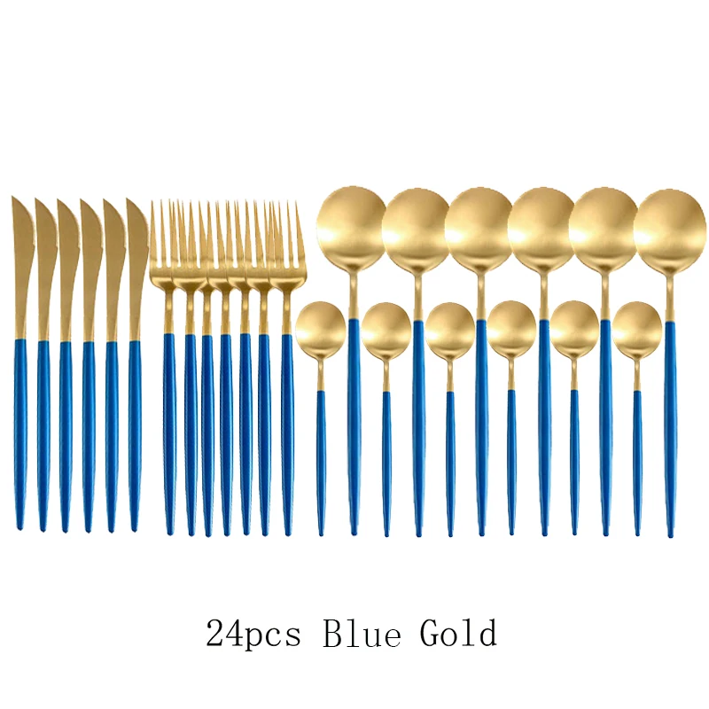 24Pcs Blue Gold