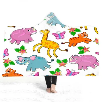 

3D cartoon Hooded Blanket Sherpa Fleece Wearable plush Throw Blanket on Bed Sofa Thick warm B167