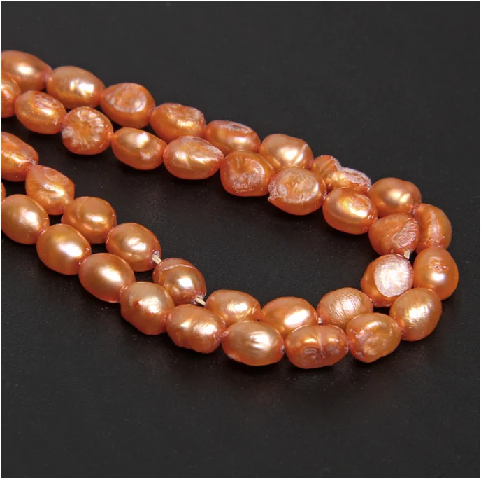 9-10mm rosegold Бусы из настоящего натурального жемчуга, настоящий пресноводный жемчуг, бусины в стиле барокко, свободные жемчужины для самостоятельного изготовления браслетов и ожерелий, ювелирных изделий 14,5" - Цвет: 9-10mm rosegold