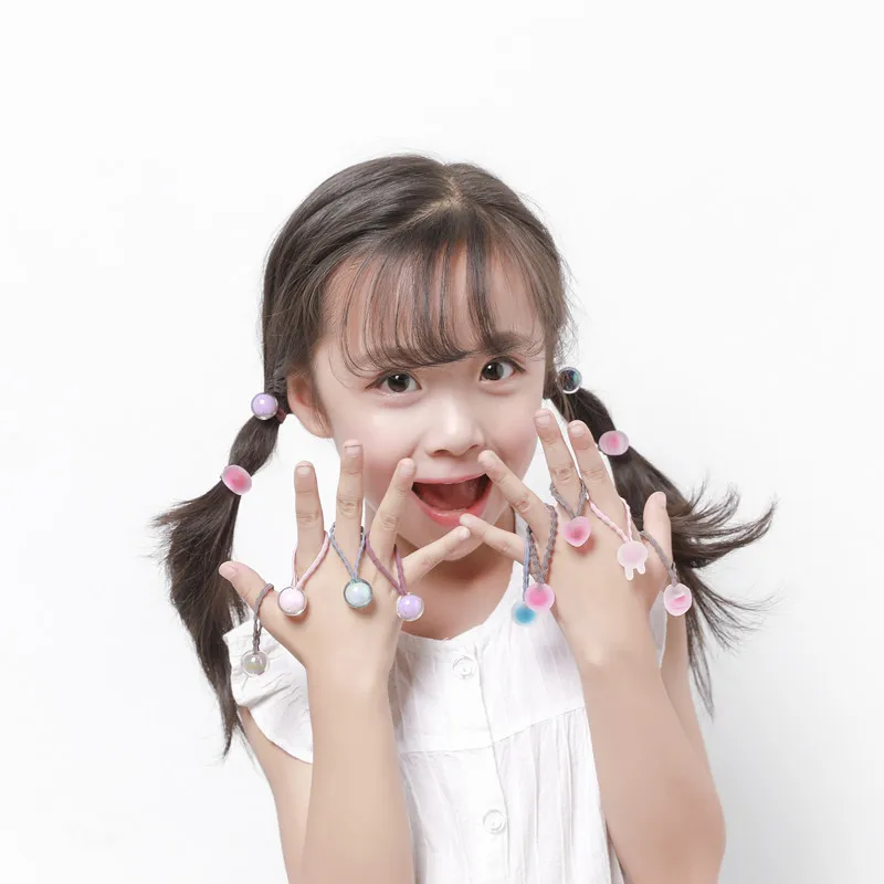 10 teile/los Baby Süße Haar Zubehör Candy Farbe Kinder Elastische Haar Krawatten Seil Pferdeschwanz Ball Haarbänder Mädchen Haar Bands Großhandel – Detail 3