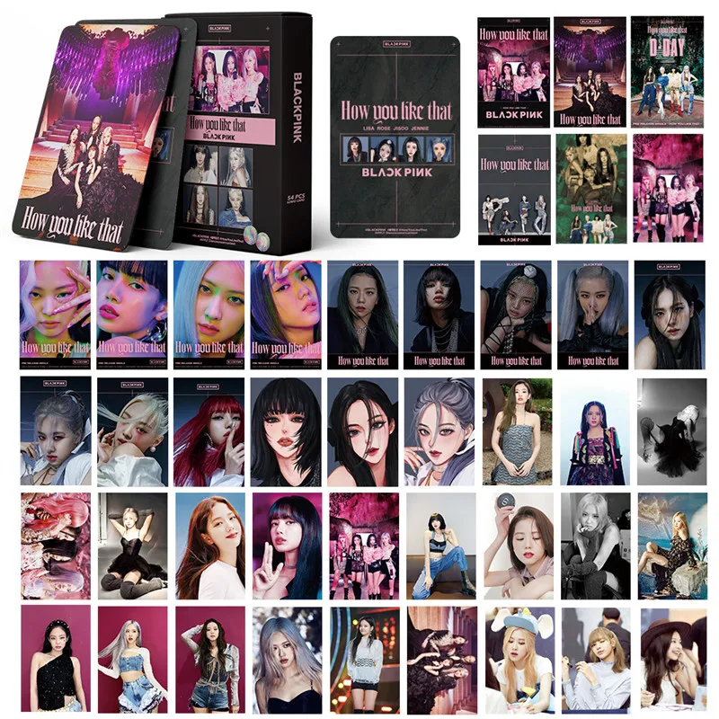 54pcs Set Bkpink New Album How Do You Like That Jisoo Lisa Jennie Rose Pvc Cards Self Made Poster Lomo Exquisite Photocard Stationery Set Aliexpress