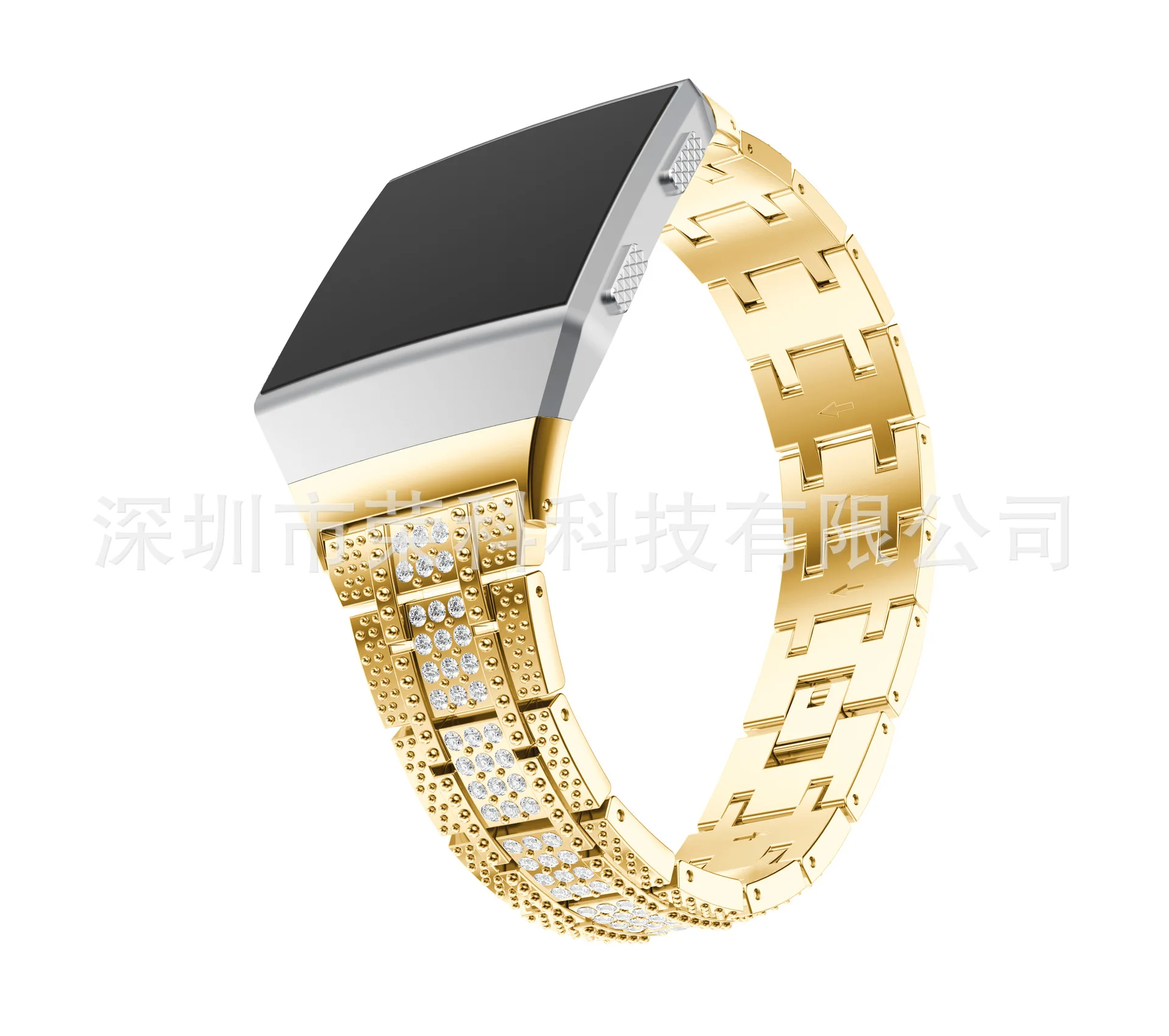 Подходит для Fitbit Ionic Middle Diamond Set wu zhu стальной ремень Ionic wu zhu Crystal ремешок для часов из нержавеющей стали - Цвет: Золотой
