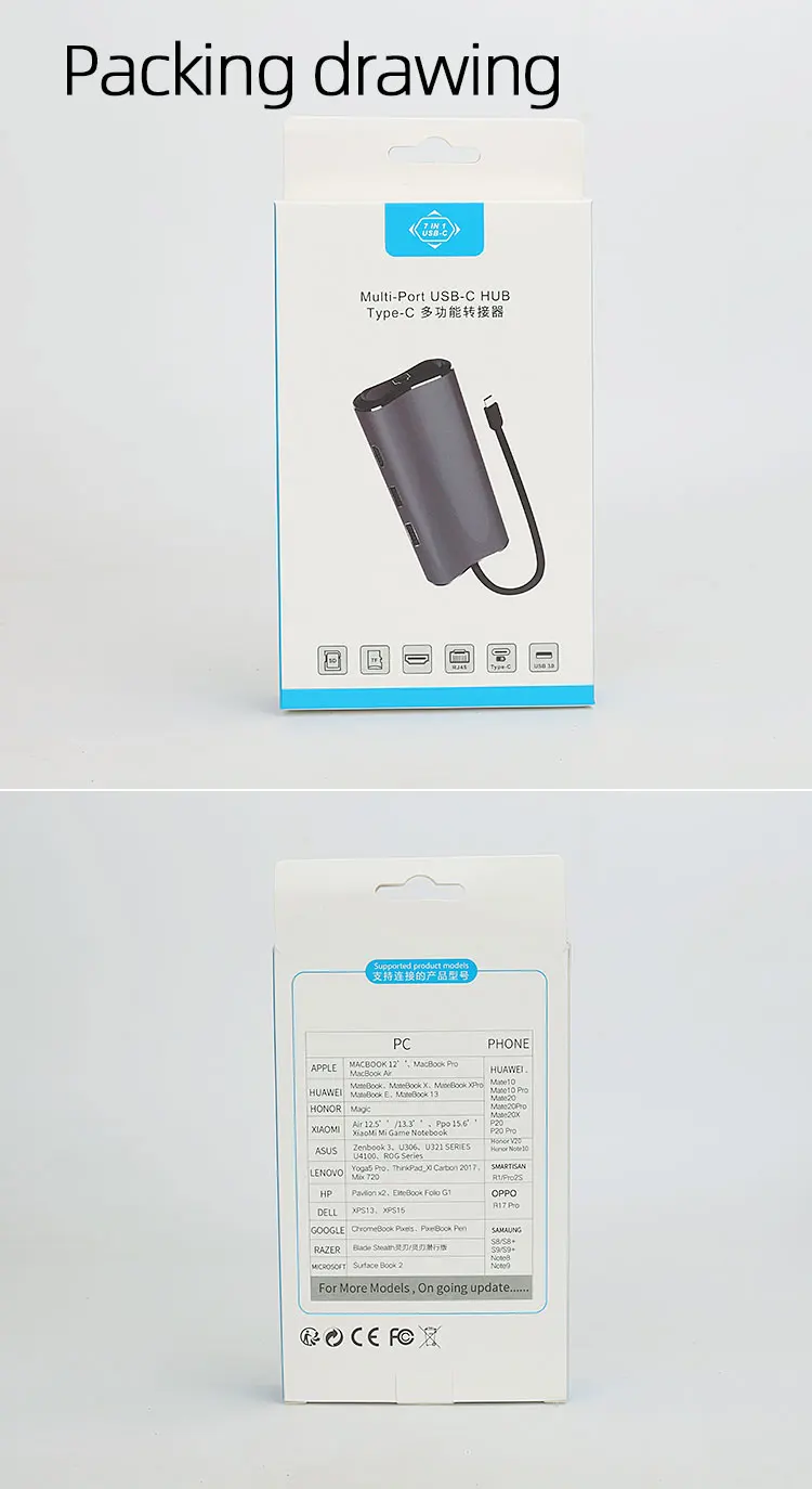 USB концентратор C концентратор для Мульти USB 3,0 HDMI адаптер док-станция для MacBook Pro Аксессуары USB-C Тип C 3,1 сплиттер 7 в 1 порт USB C концентратор