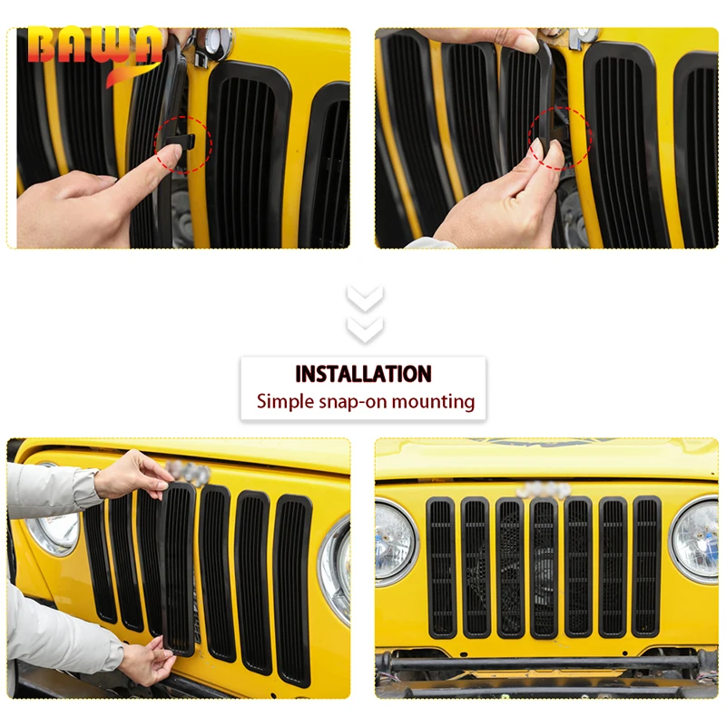 BAWA Гонки Грили наборы для Jeep Wrangler TJ 1997-2006 передняя вставка решетка крышка с сеткой автомобиля наружные украшения наклейки