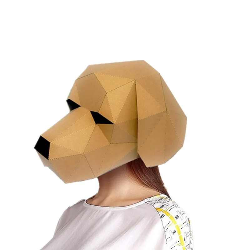 3D Маска животных ручной работы DIY шар для макияжа вечерние геометрические бумажные складные творческие игрушки Хэллоуин головная повязка