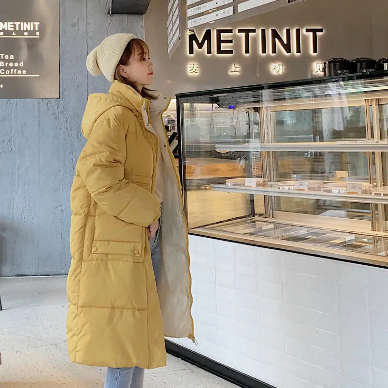 Yellow Parkas Повседневная зимняя куртка с капюшоном Женская парка негабаритная теплая пуховая Хлопковая женская куртка Толстая стеганая Студенческая зимняя куртка женская одежда Q2032 - Цвет: Yellow Parkas
