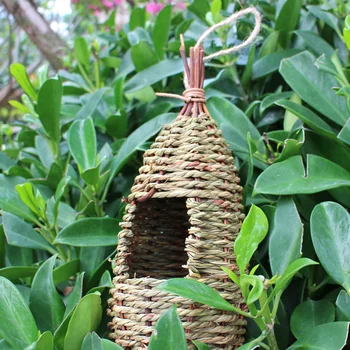 

3Pcs Hand Woven Grass Hummingbird Houses Nest Small Hanging Birdhouse Garden Birds Nest Handmade Grass Durable Parrot Nest Cage
