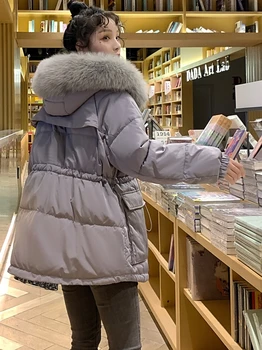 

2020 New Style for Winter Tooling Fox Large Fur Collar Jacket Women's Short Style Thickened Fashion Parka Waist Hugging