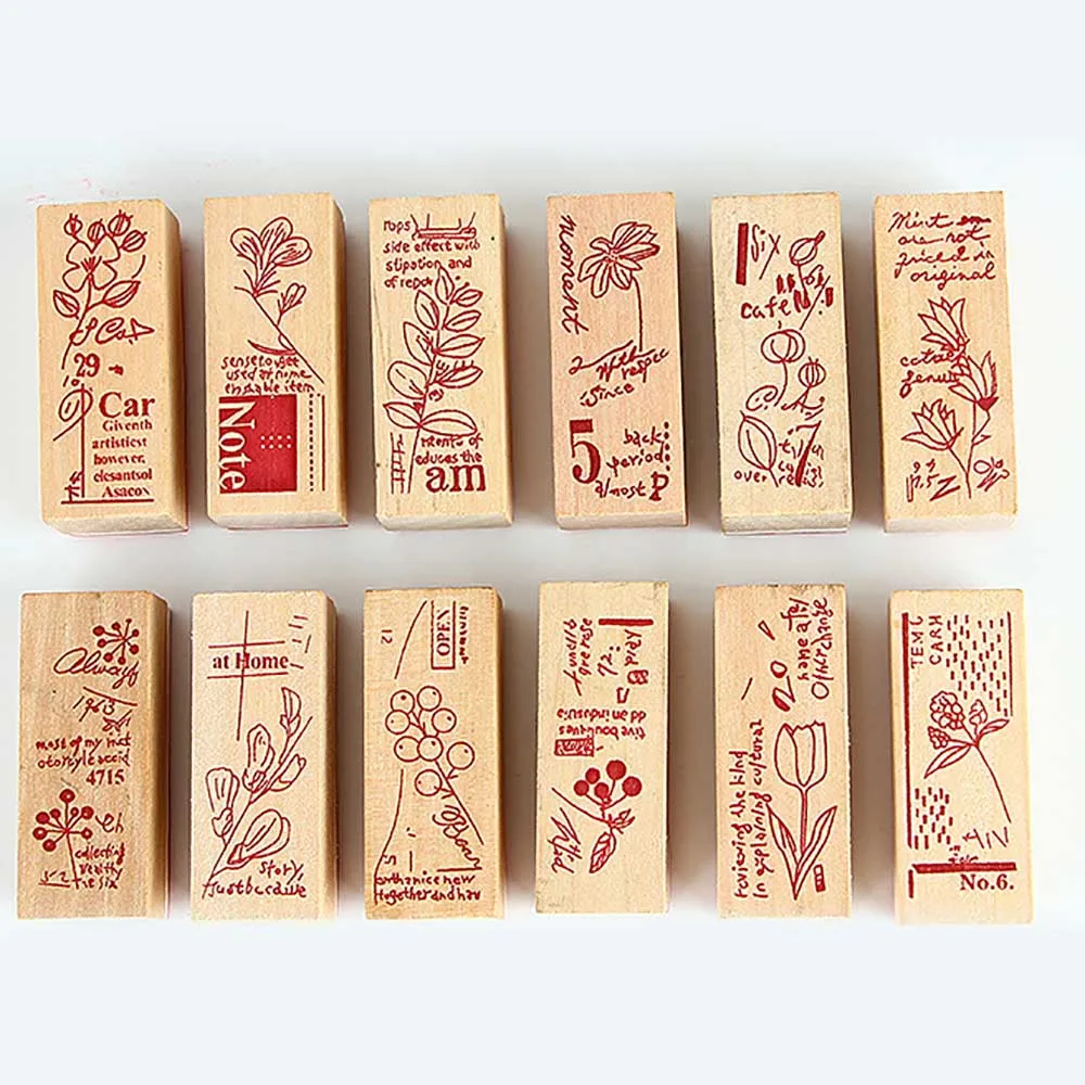 

Lychee Life Vintage Wooden Stamp Plant Series Stamps DIY Album Cards Scrapbooking Crafts Decoration