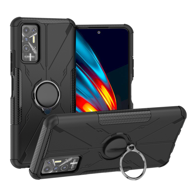 for Tecno Pova2 Heavy Duty Armor Shockproof  Soft TPU with Hard PC Kickstand Ring Holder Case for Tecno Pova 2 LE7