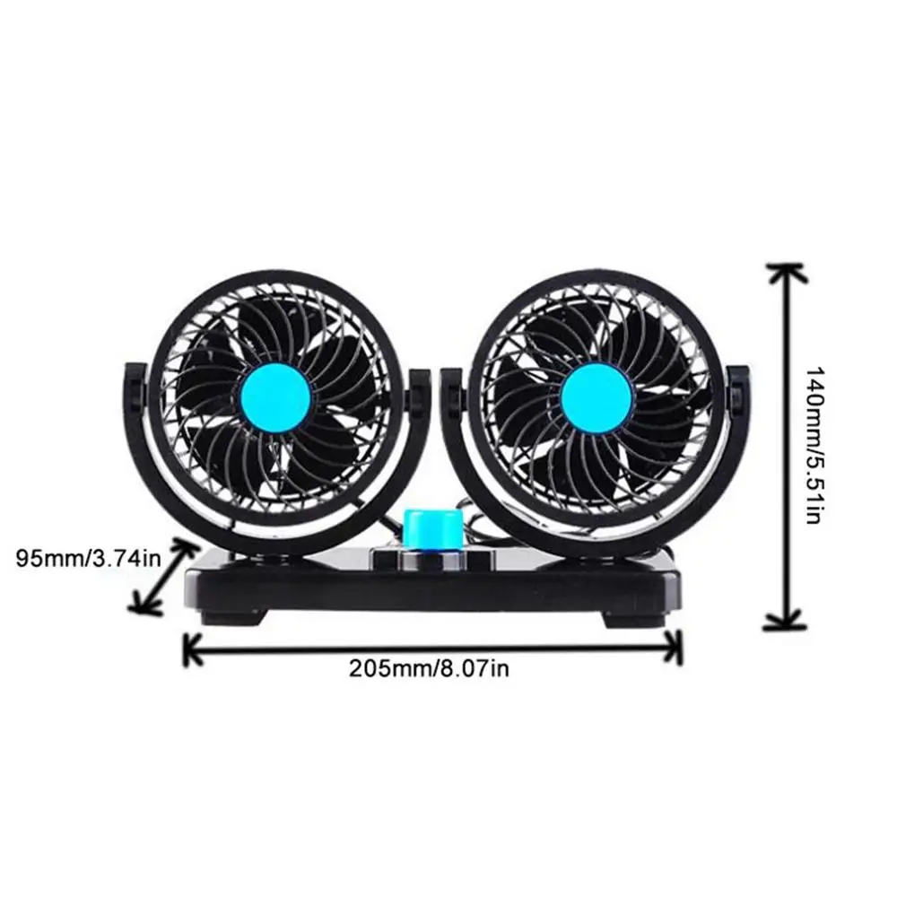 12 V/24 V Dual Head охлаждающий Осциллирующий на заднем сиденье Вентиляционный воздух вентилятор грузовик воздушный вентилятор Регулируемый охладитель Вентилятор охлаждения