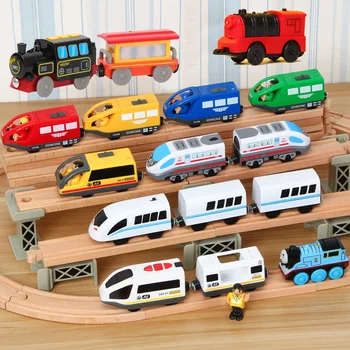 Kids RC Electric Train Set Locomotive Magnetic Train Diecast Slot Toy Fit for Wooden Train Railway Track Toys for Children Gifts 1