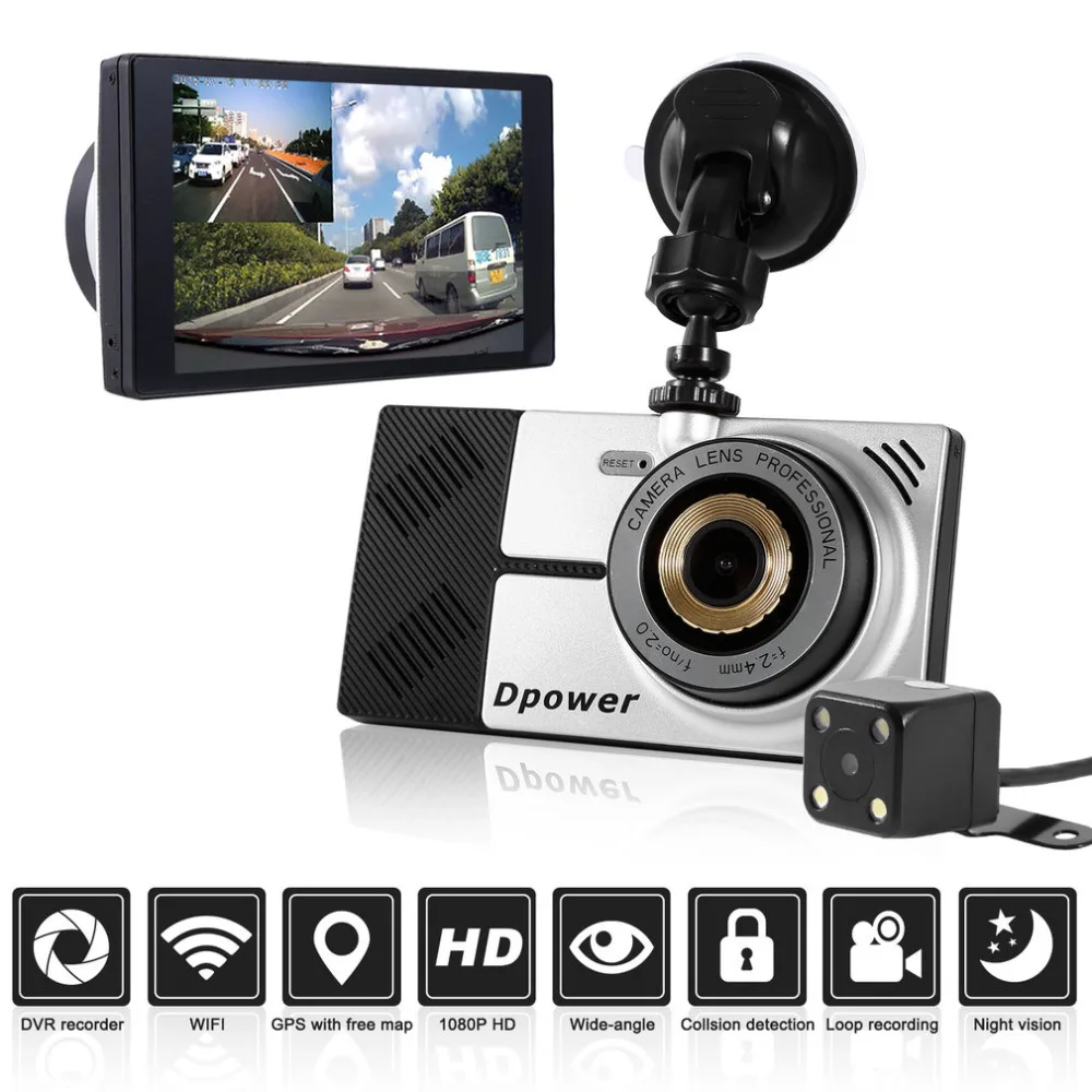 Dpower D05 подсветка сенсорный экран зеркало для вождения+ gps отслеживание gps навигация циклическая запись ночное видение
