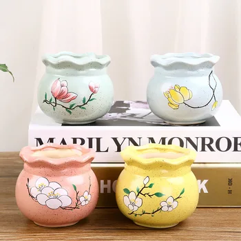 

Succulent Office Green Plant Potted Desktop Earthenware Pot Succulent Flower Pot Mini Personality Creative Plant Container