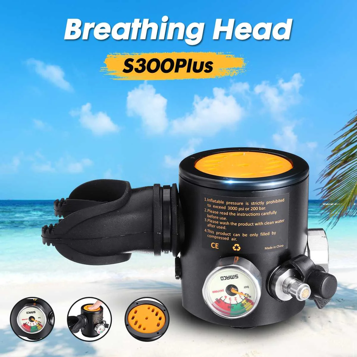 Plus Respirator Апгрейд респиратор адаптер головка 6-12 мин SMACO 3000PSI Подводное 0.5L портативный Дайвинг резервный Воздушный бак кислородный цилиндр - Цвет: Plus Respirator