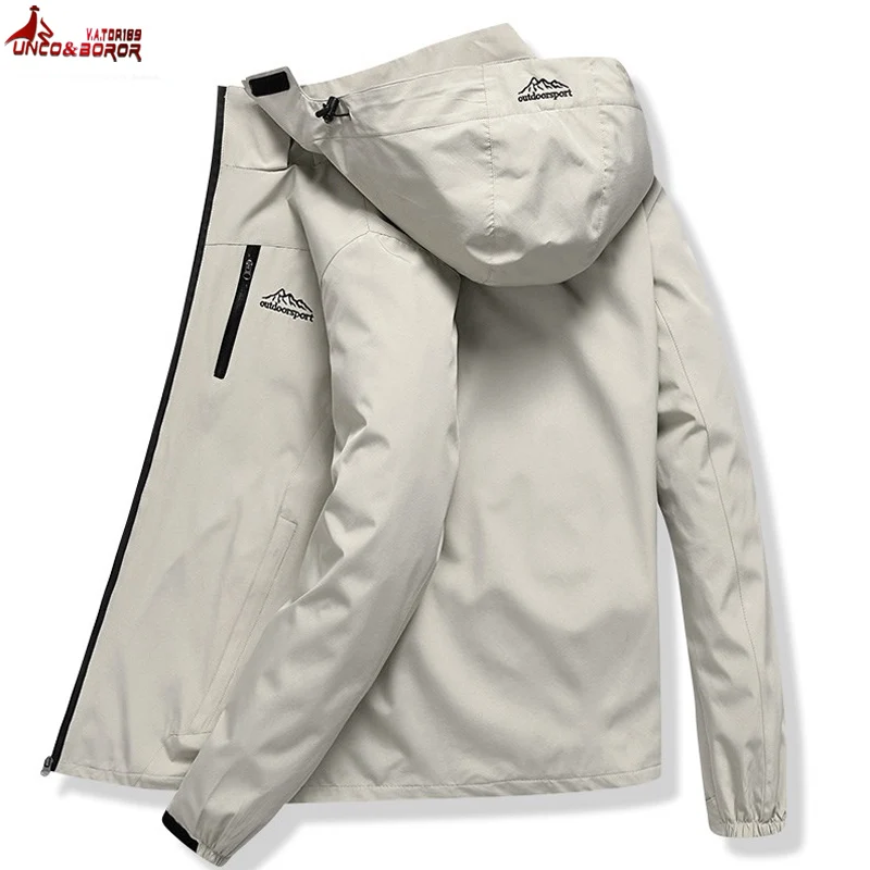 

Men's Casual Waterproof Jacket men Spring Autumn Tourism Windbreaker Bomber Jacket Male Raincoat Windproof Hooded Coat L~5XL
